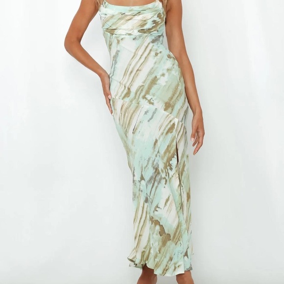 Hello Molly Print Lover Midi Dress - Green Abstract Swirl - Size US 4 (AU 8) - Picture 3 of 4